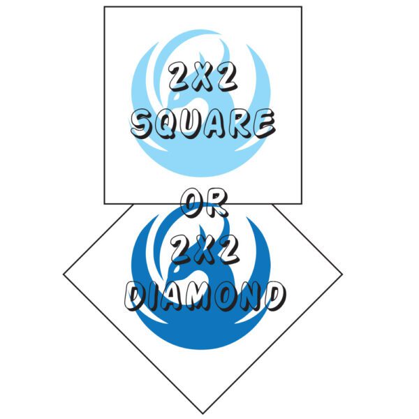 A blue fire and a white square with the words " 2 x 2 square or diamond ".